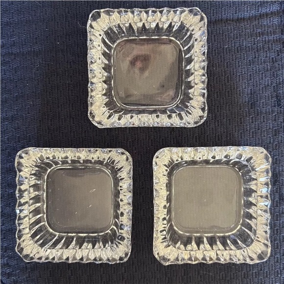Other - Vintage 3 Square‎ Clear Glass Ashtrays Trinket Dish